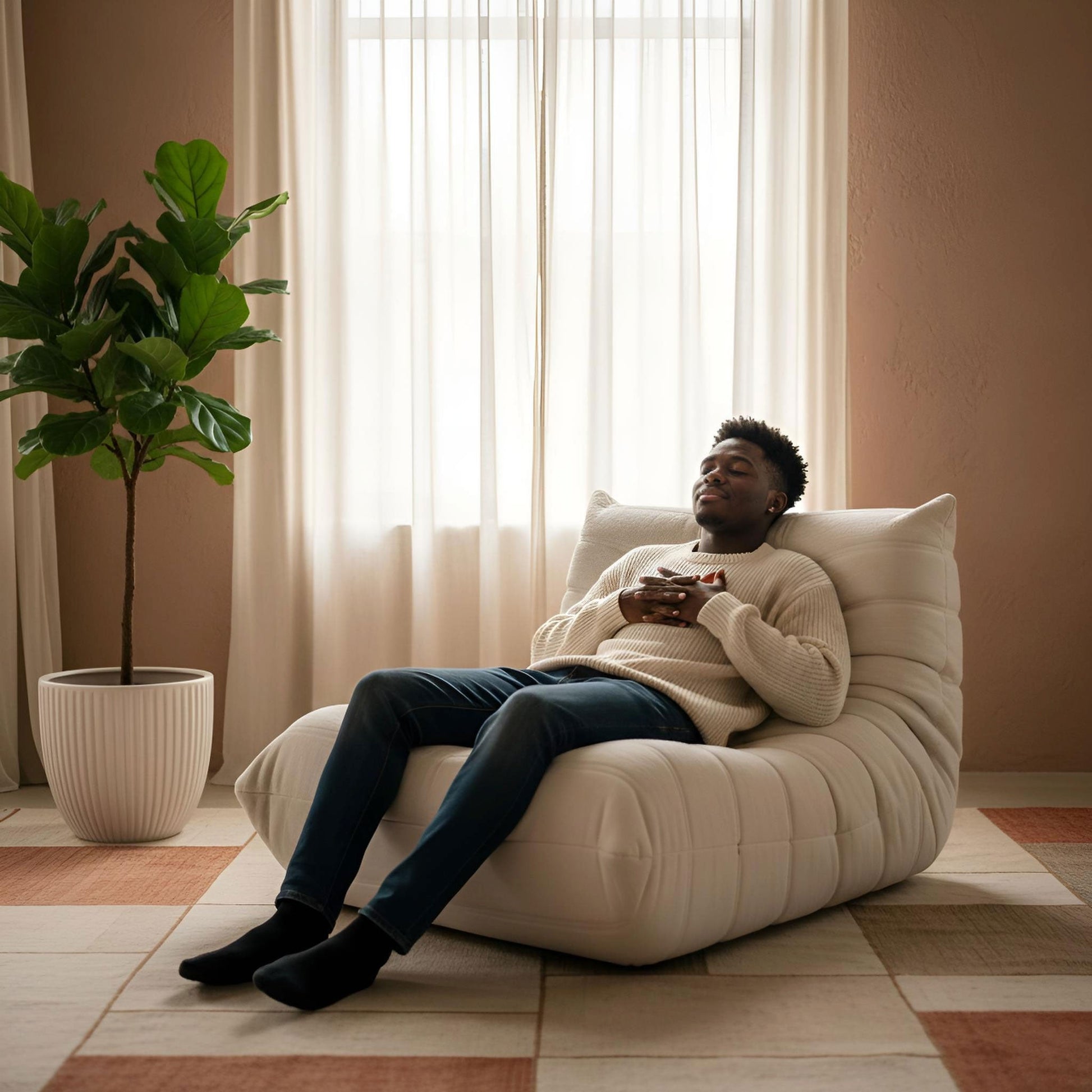 Caterpillar Lounger Chair in Premium Suede