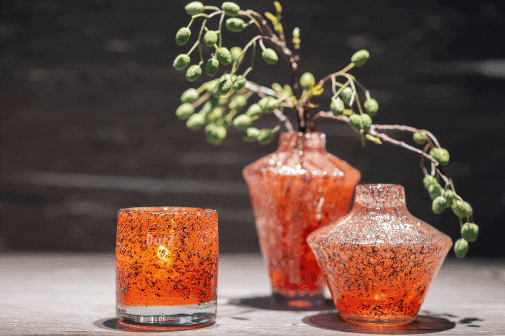 Amber Vase and Diffuser with Icy Bubble Effect