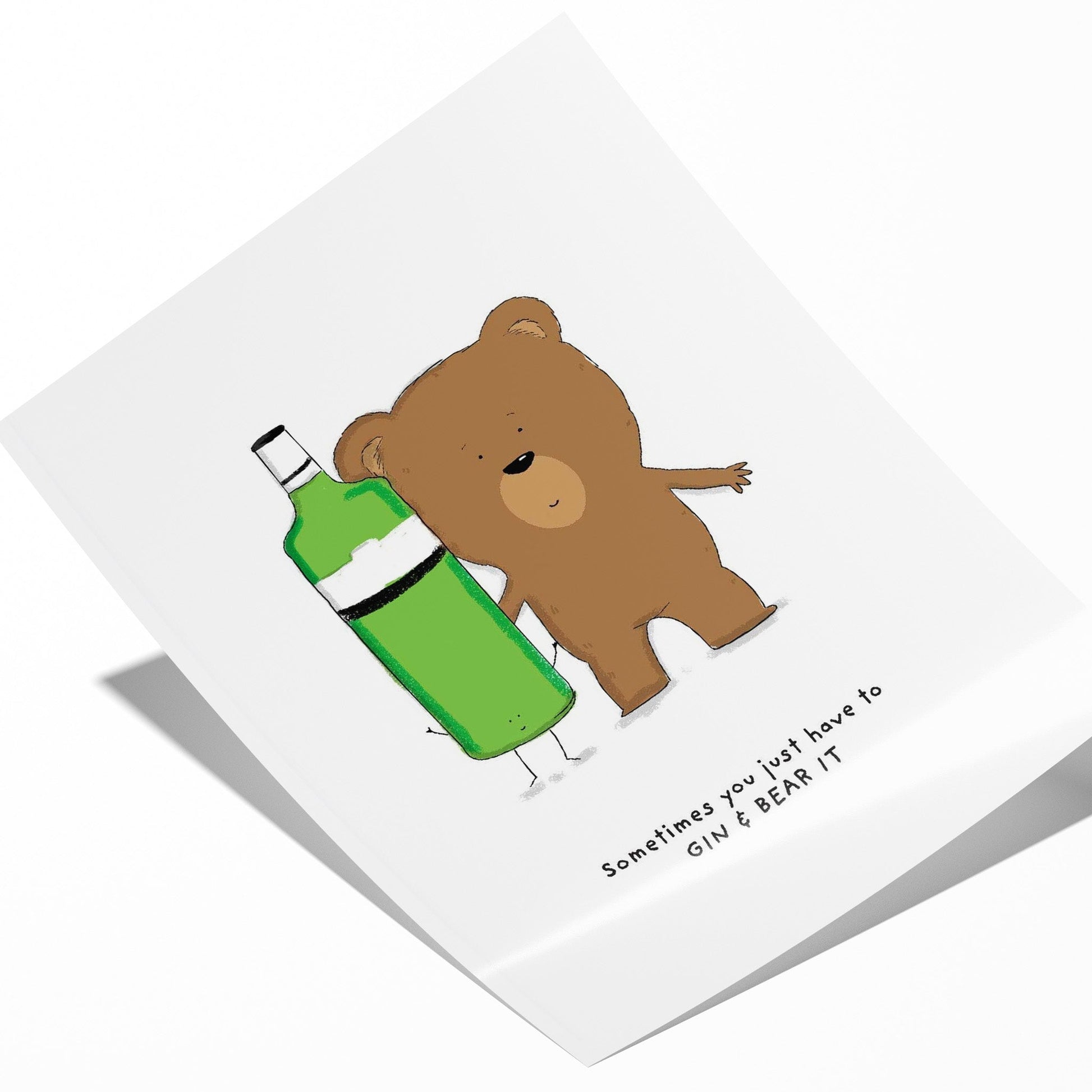 Gin and Bear It Print A4 Funny Wall Art Gift