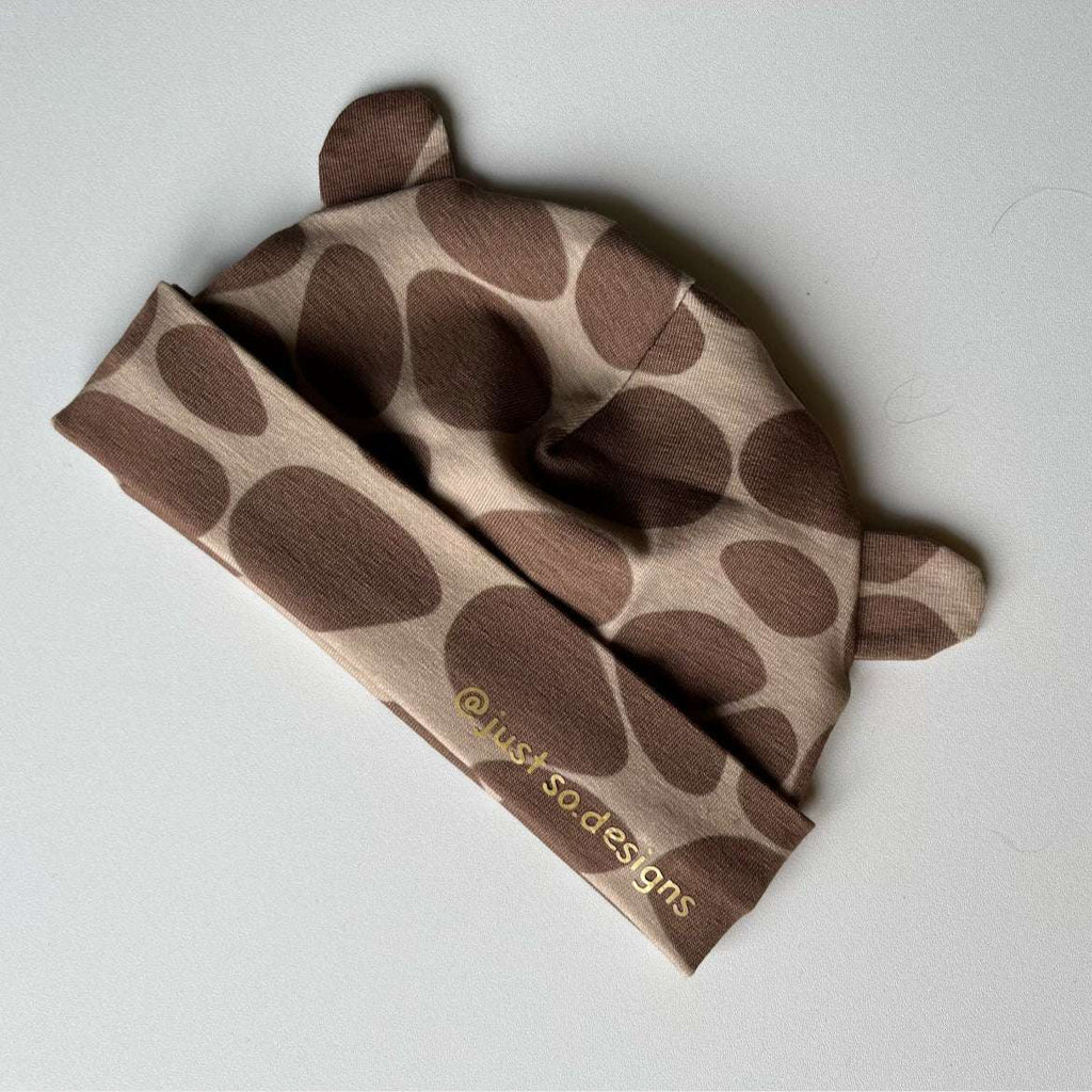 Giraffe Print Newborn Hat in Soft Cotton