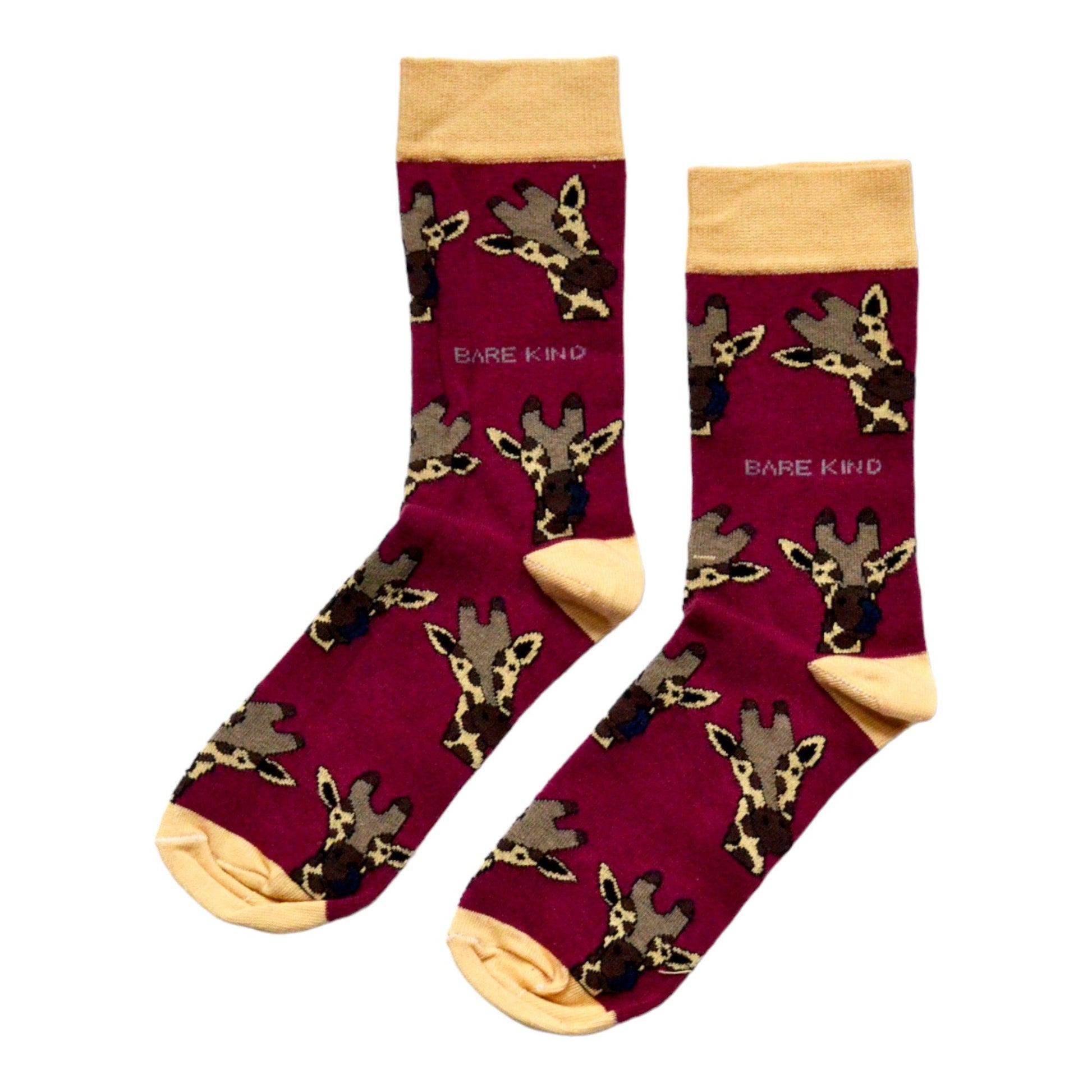 Save the Giraffes Bamboo Socks in Burgundy