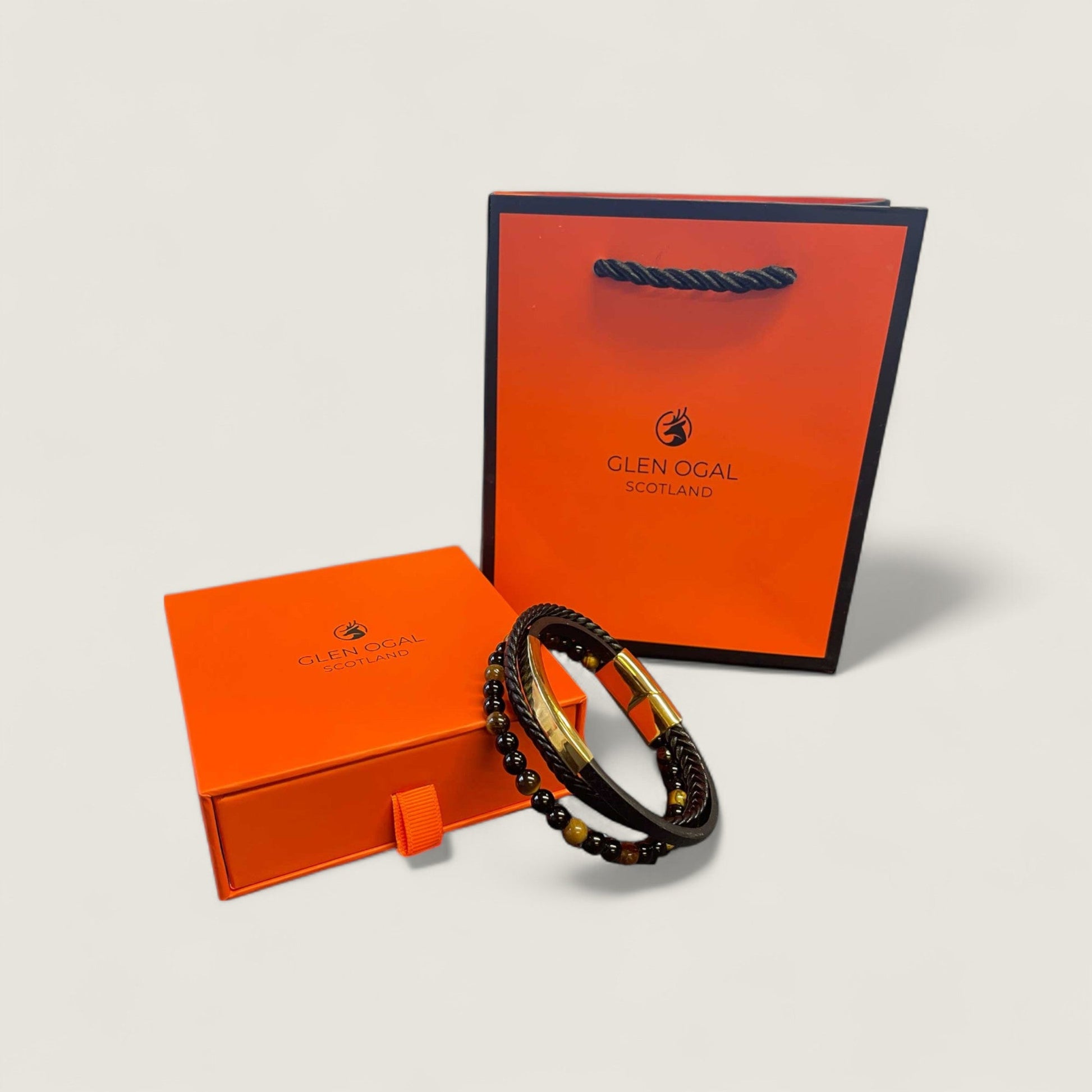 Grey Braided Leather Bracelet