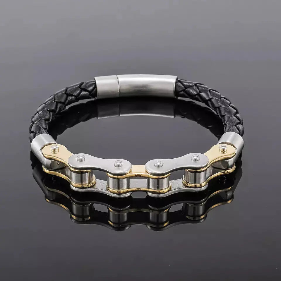 Gold and Silver Bike Chain Bracelet