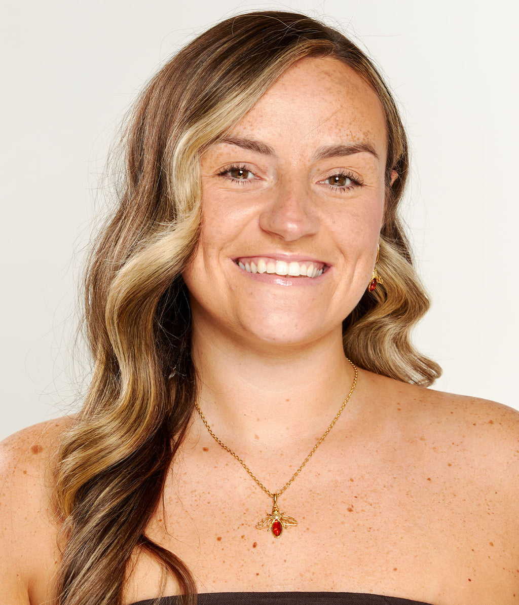 Gold Amber Bee Necklace