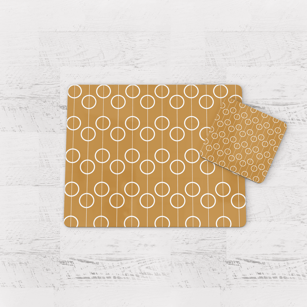 Gold Retro Geometric Circles Placemats Set of 4 or 6