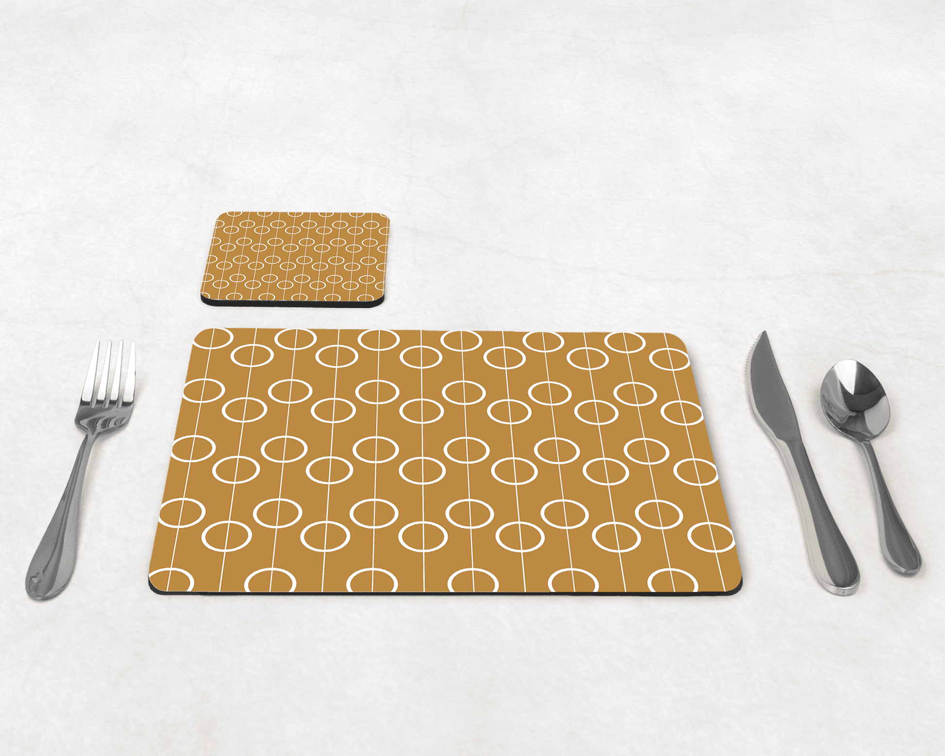 Gold Retro Geometric Circles Placemats Set of 4 or 6