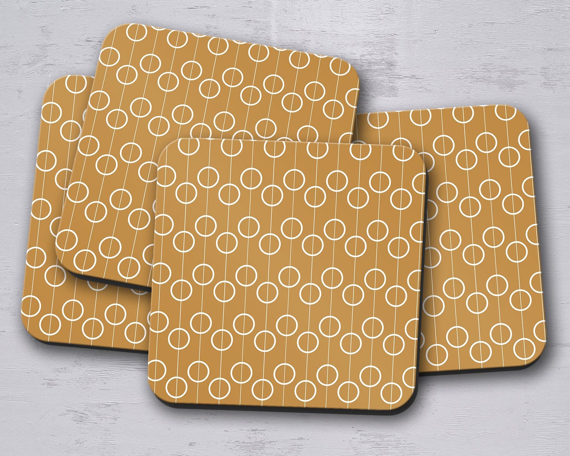 Gold Retro Geometric Circles Placemats Set of 4 or 6