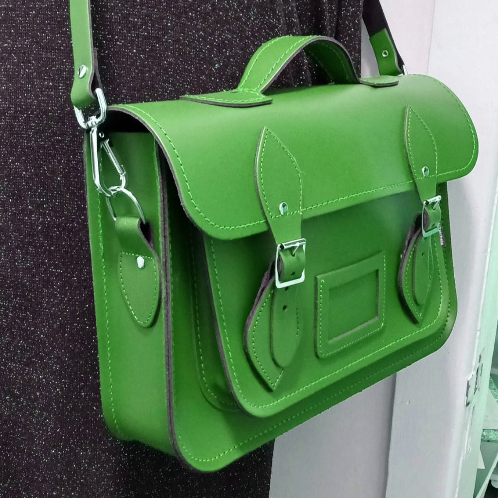 Handmade Leather Satchel in Green