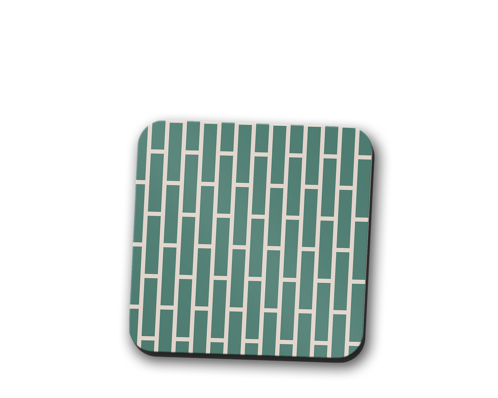 Green and Beige Geometric Coaster Set