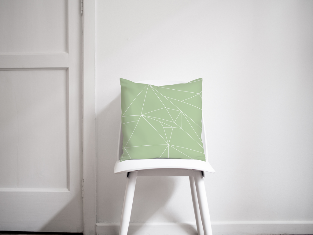 Sage Green and White Geometric Throw Cushion