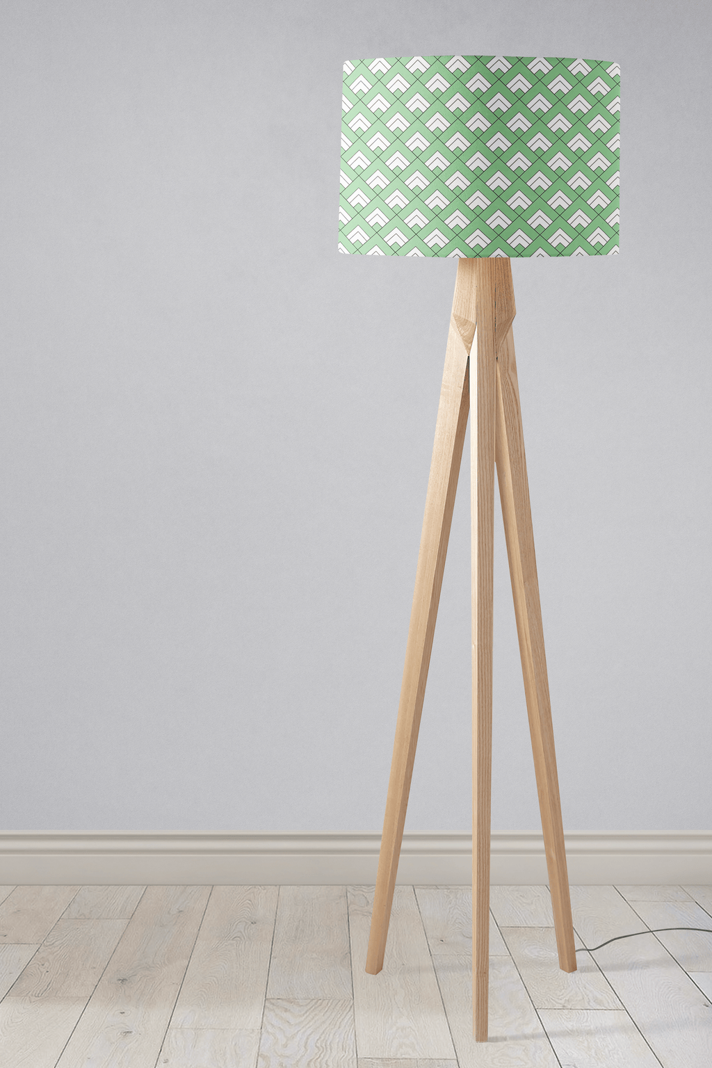 Light Green and White Geometric Tiles Lampshade for Table or Ceiling