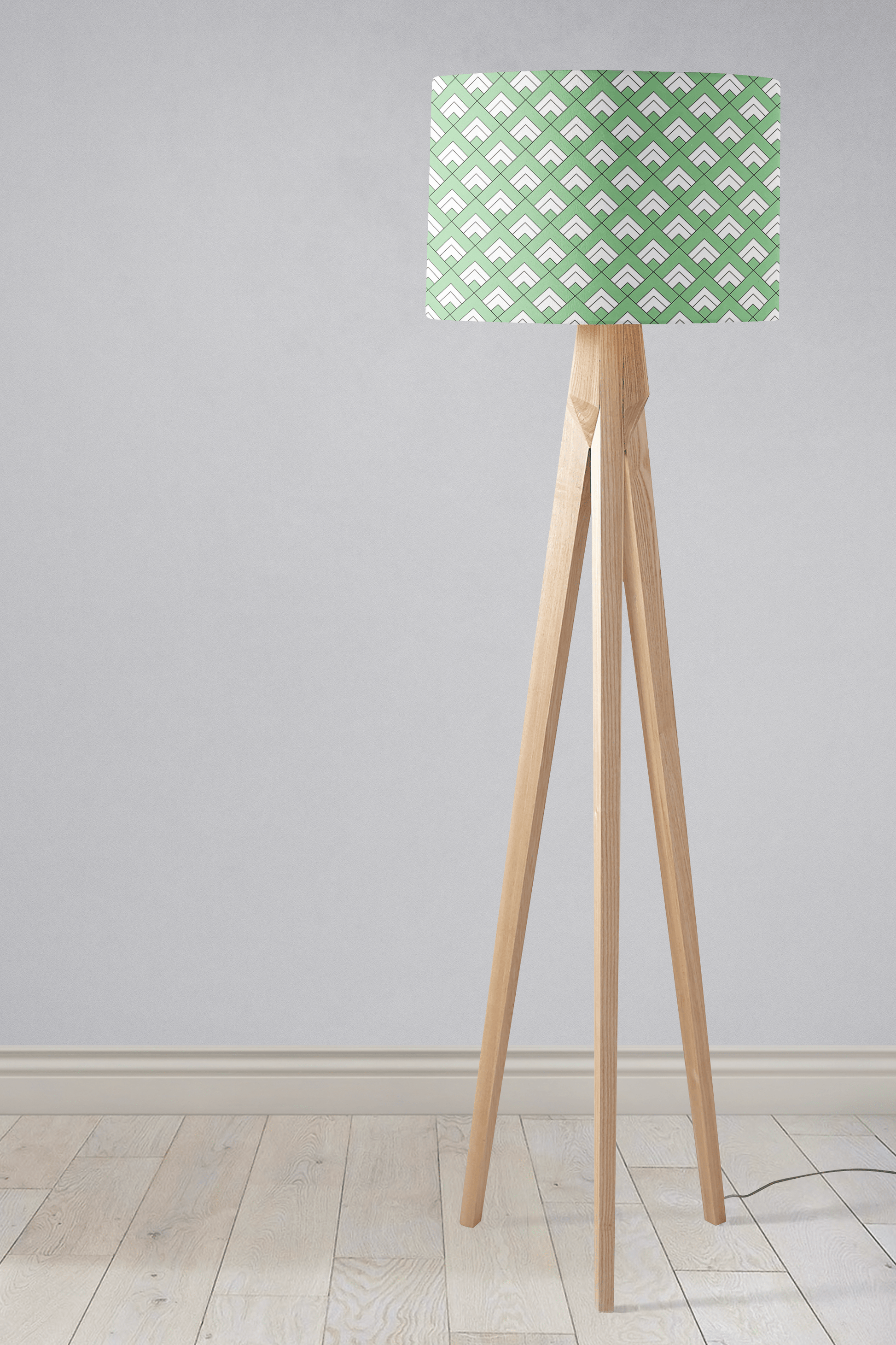 Light Green and White Geometric Tiles Lampshade for Table or Ceiling