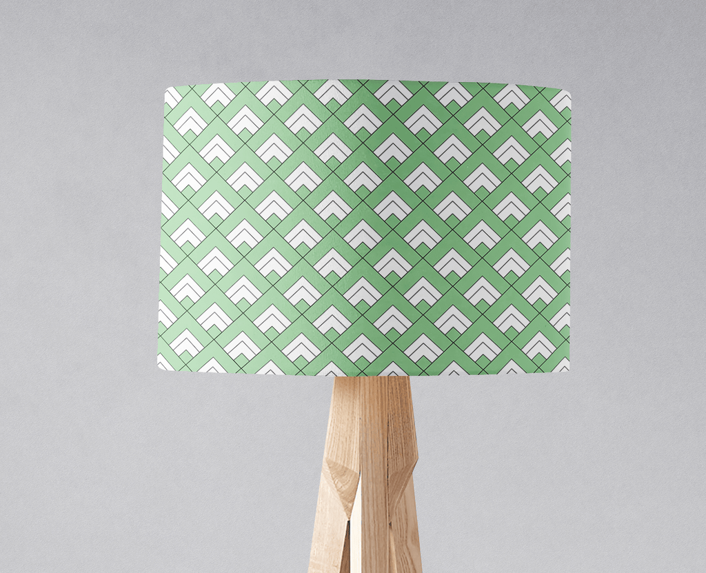 Light Green and White Geometric Tiles Lampshade for Table or Ceiling