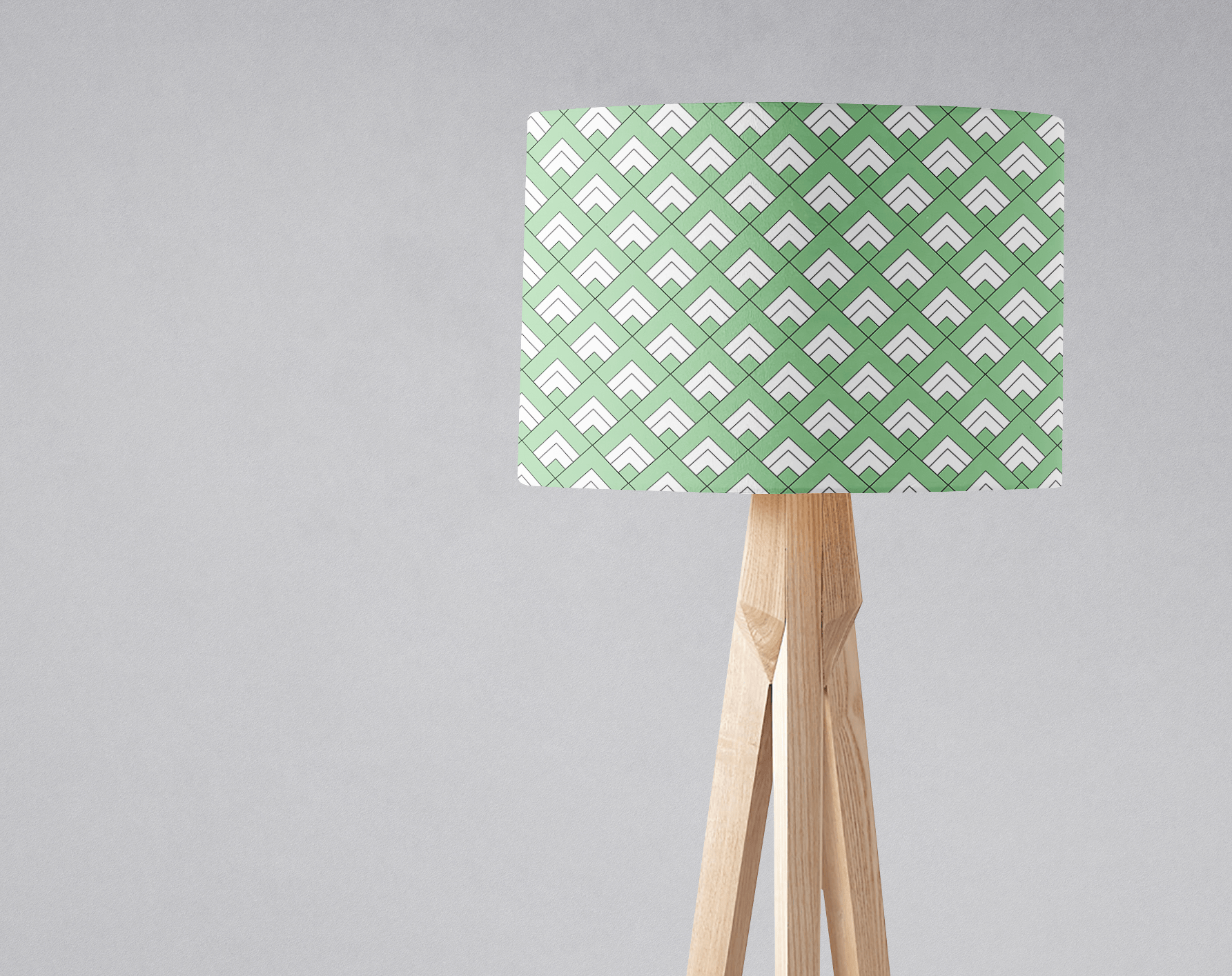 Light Green and White Geometric Tiles Lampshade for Table or Ceiling