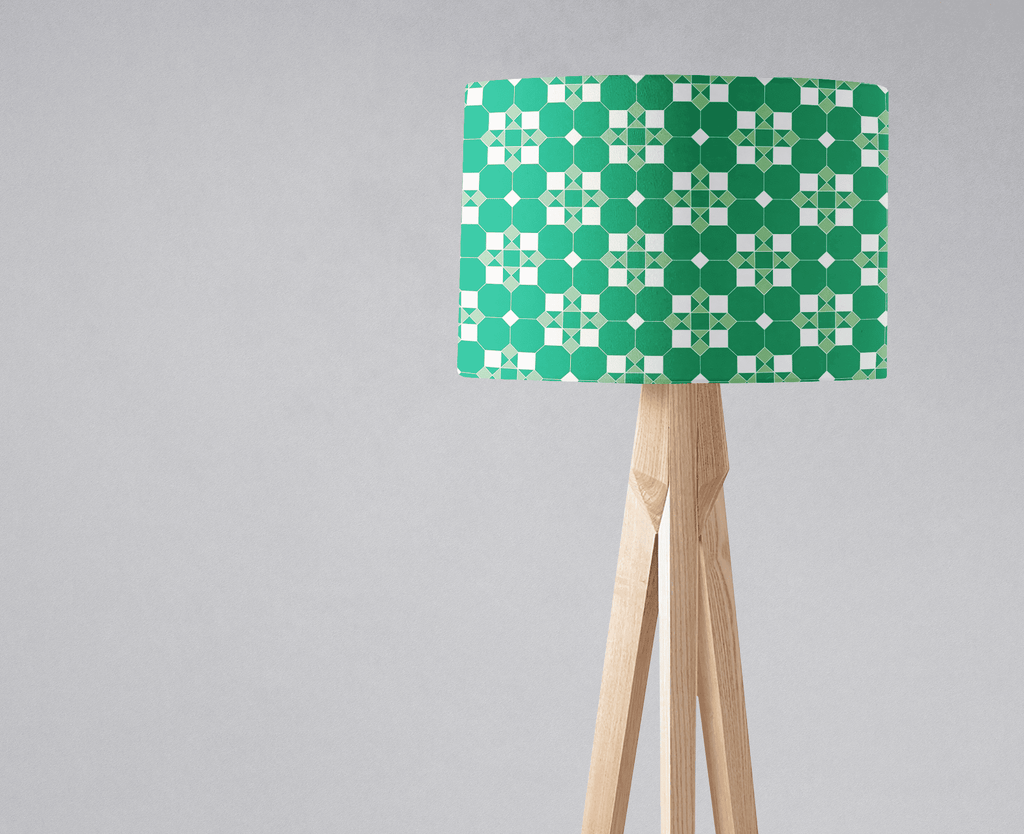 Green and White Geometric Tiles Lampshade