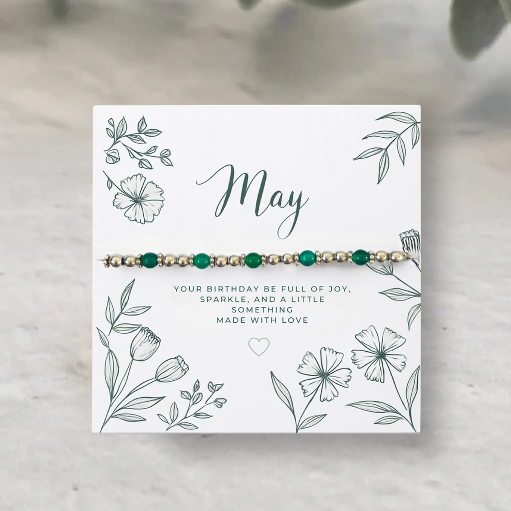 Green Agate Gemstone Bracelet with Sterling Silver