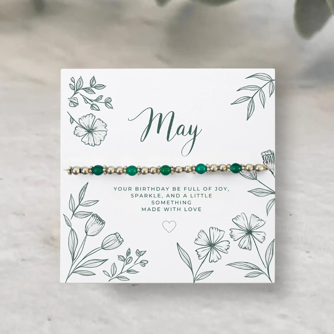 Green Agate Gemstone Bracelet with Sterling Silver