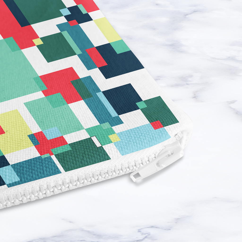Geometric Abstract Makeup Bag with Colourful Block Pattern