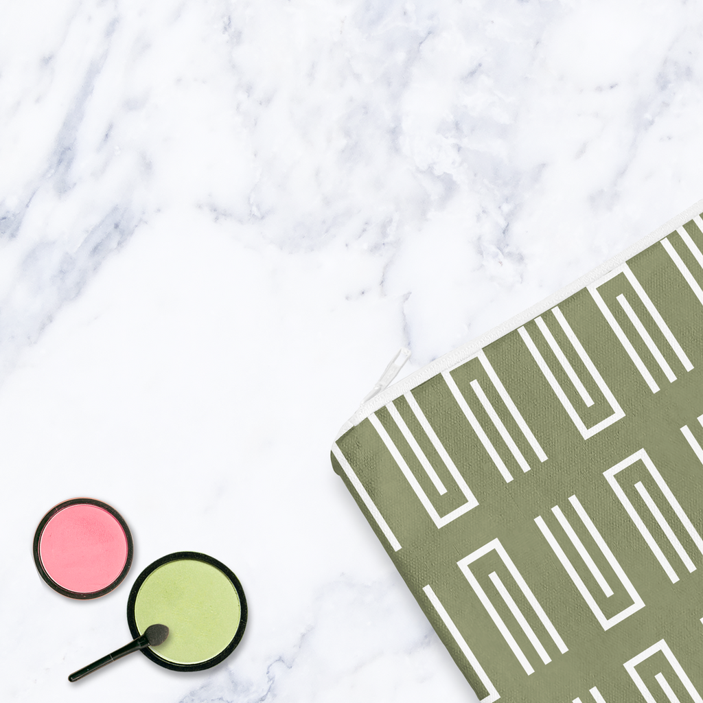 Modern Geometric Makeup Bag in Sage Green