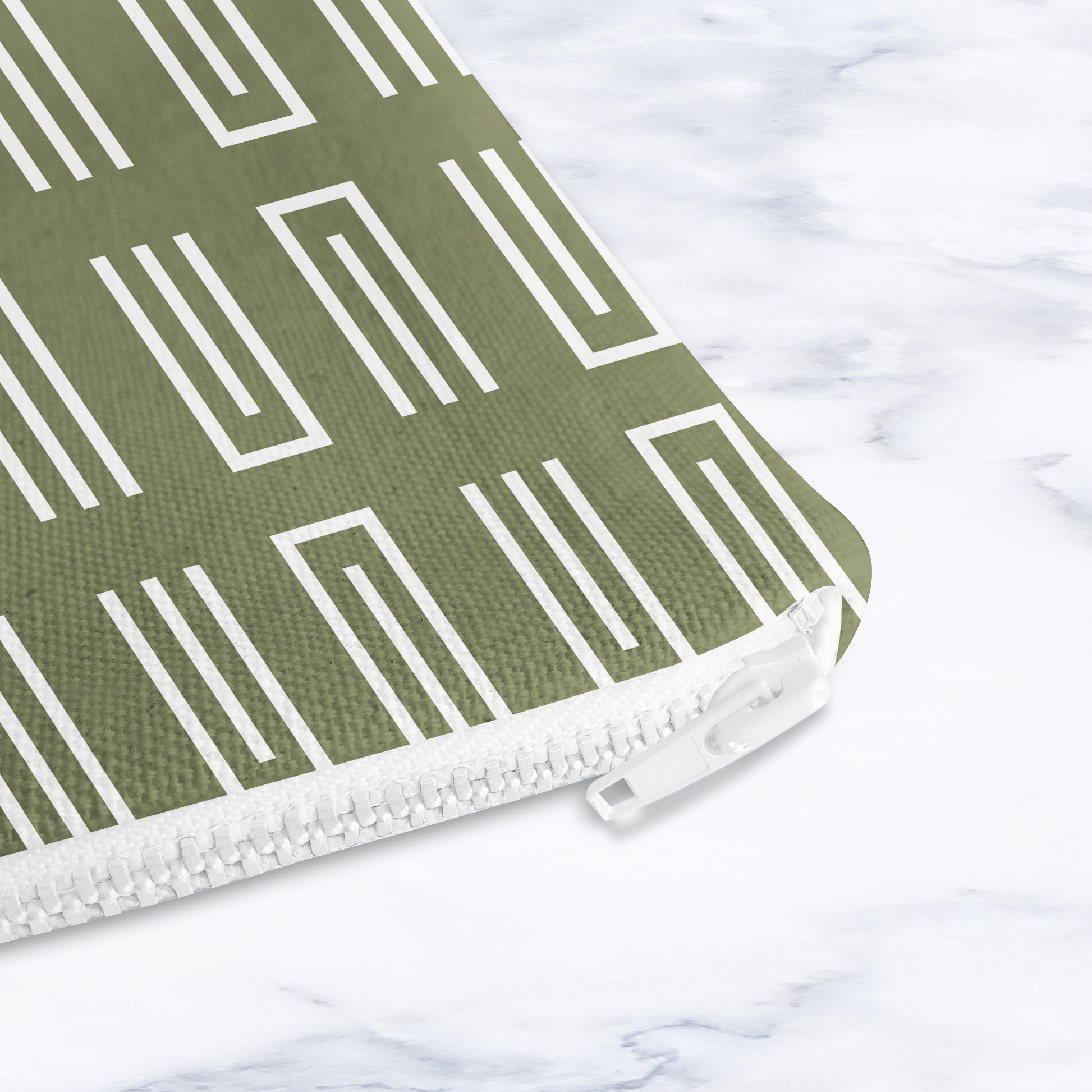 Modern Geometric Makeup Bag in Sage Green