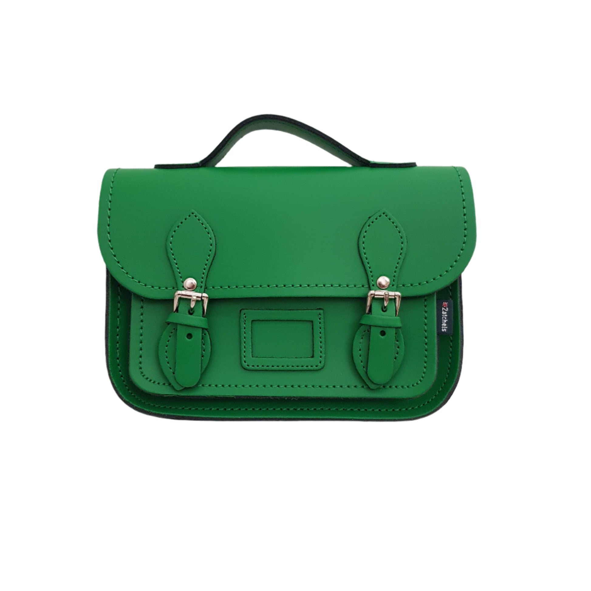 Leather Midi Satchel in Green