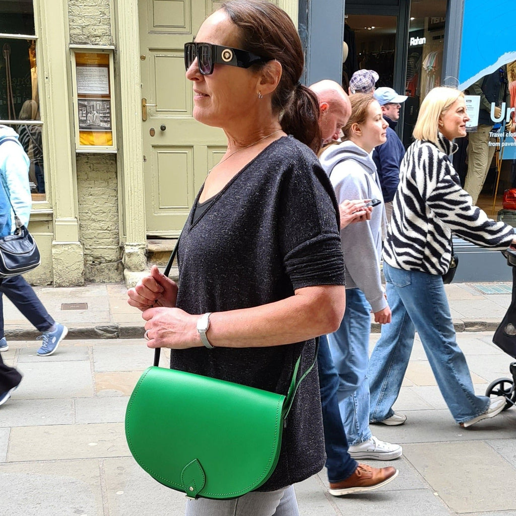 Handmade Leather Saddle Bag in Green