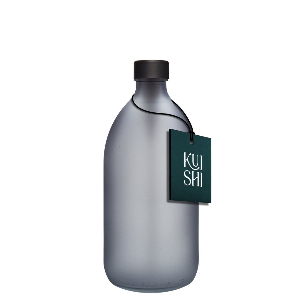 Frosted Grey Glass Bottle with Metal Cap
