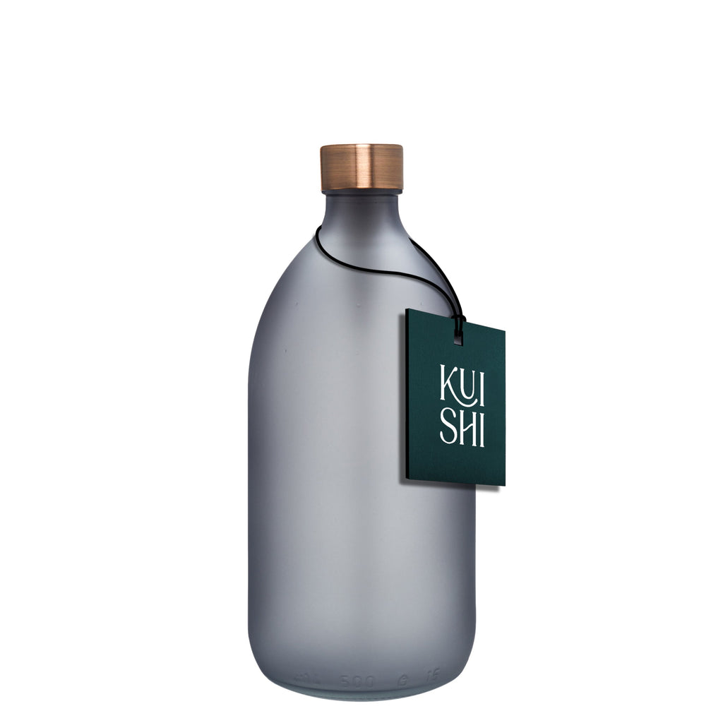 Frosted Grey Glass Bottle with Metal Cap