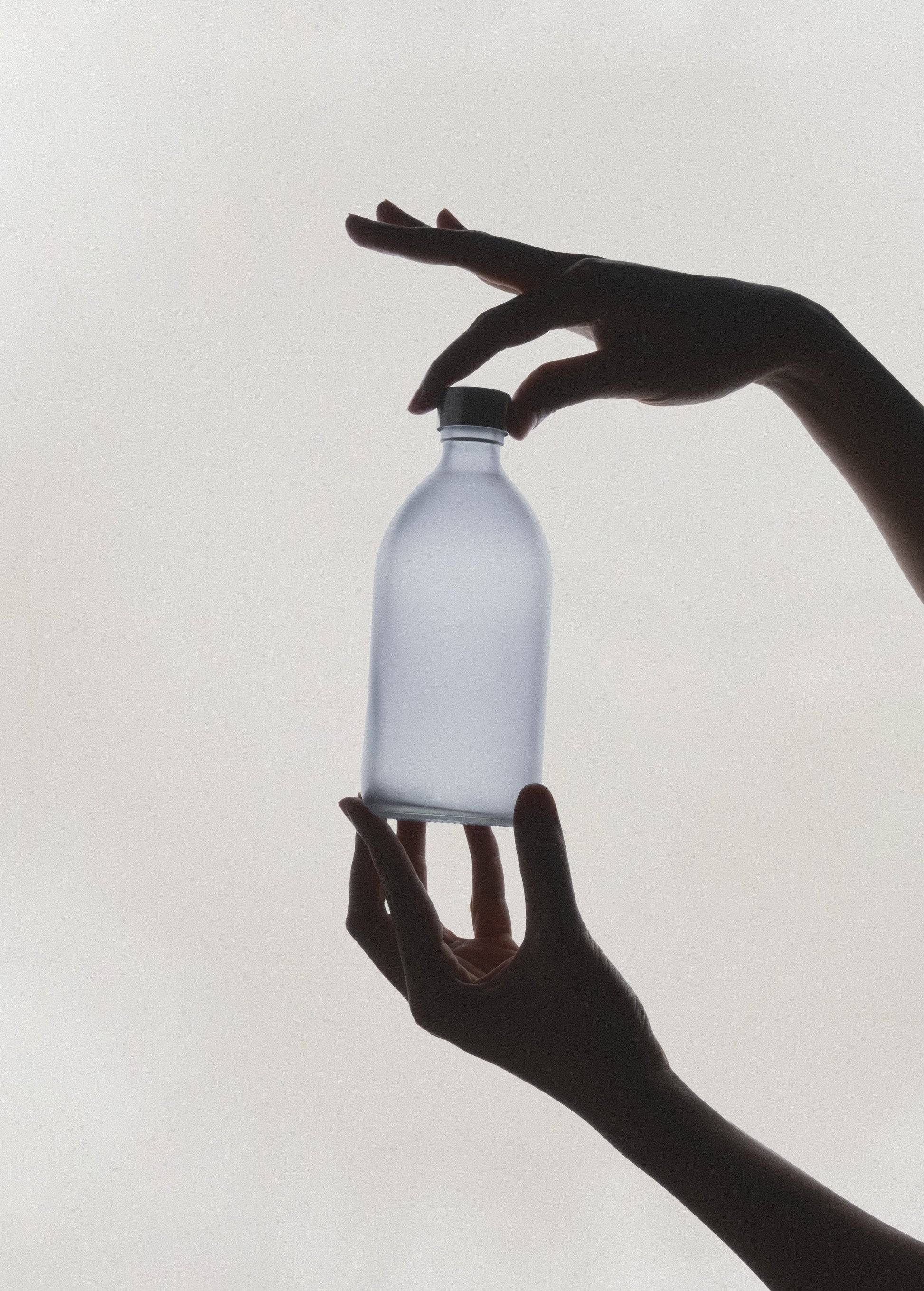Frosted Grey Glass Bottle with Metal Cap