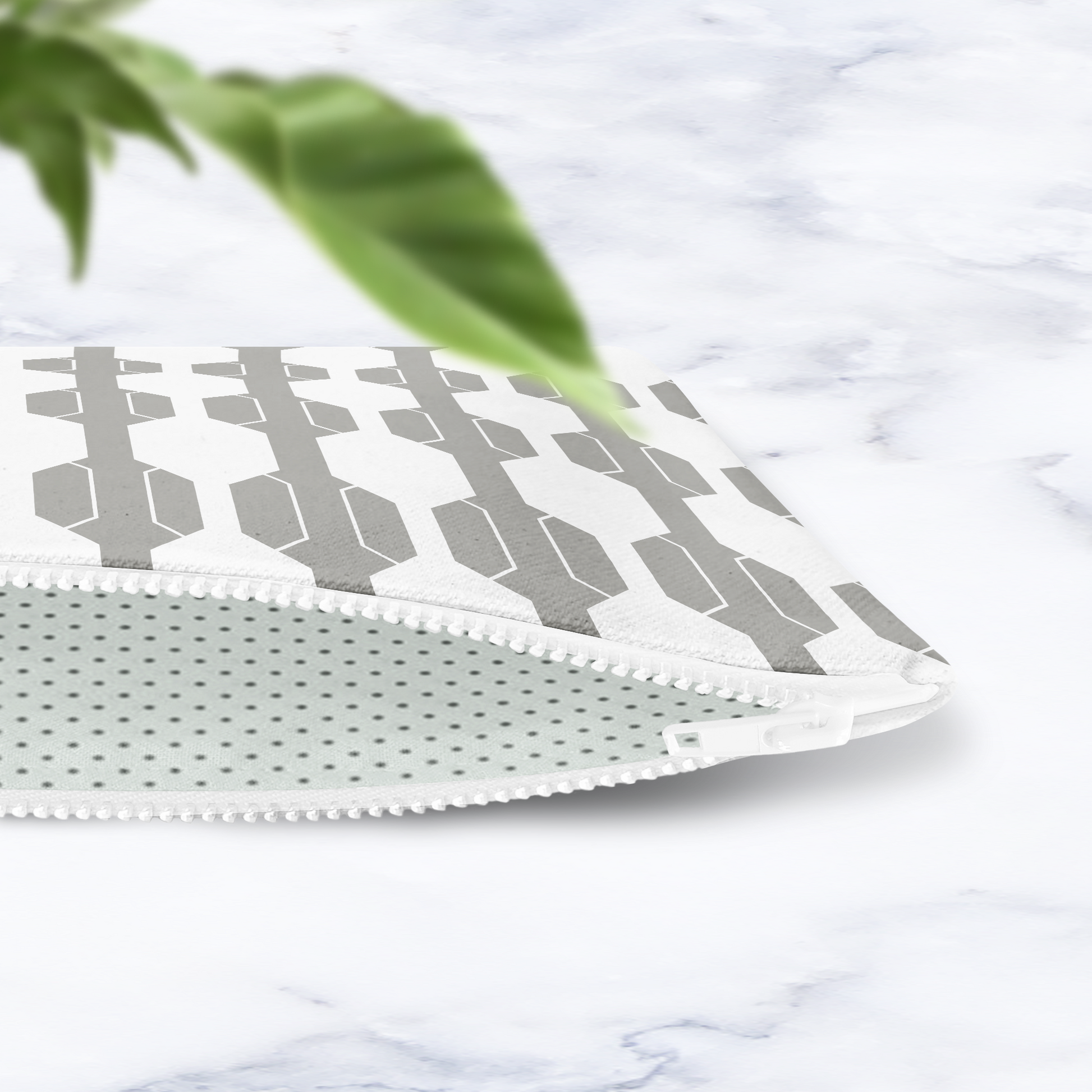 Grey and White Geometric Makeup Bag Handmade