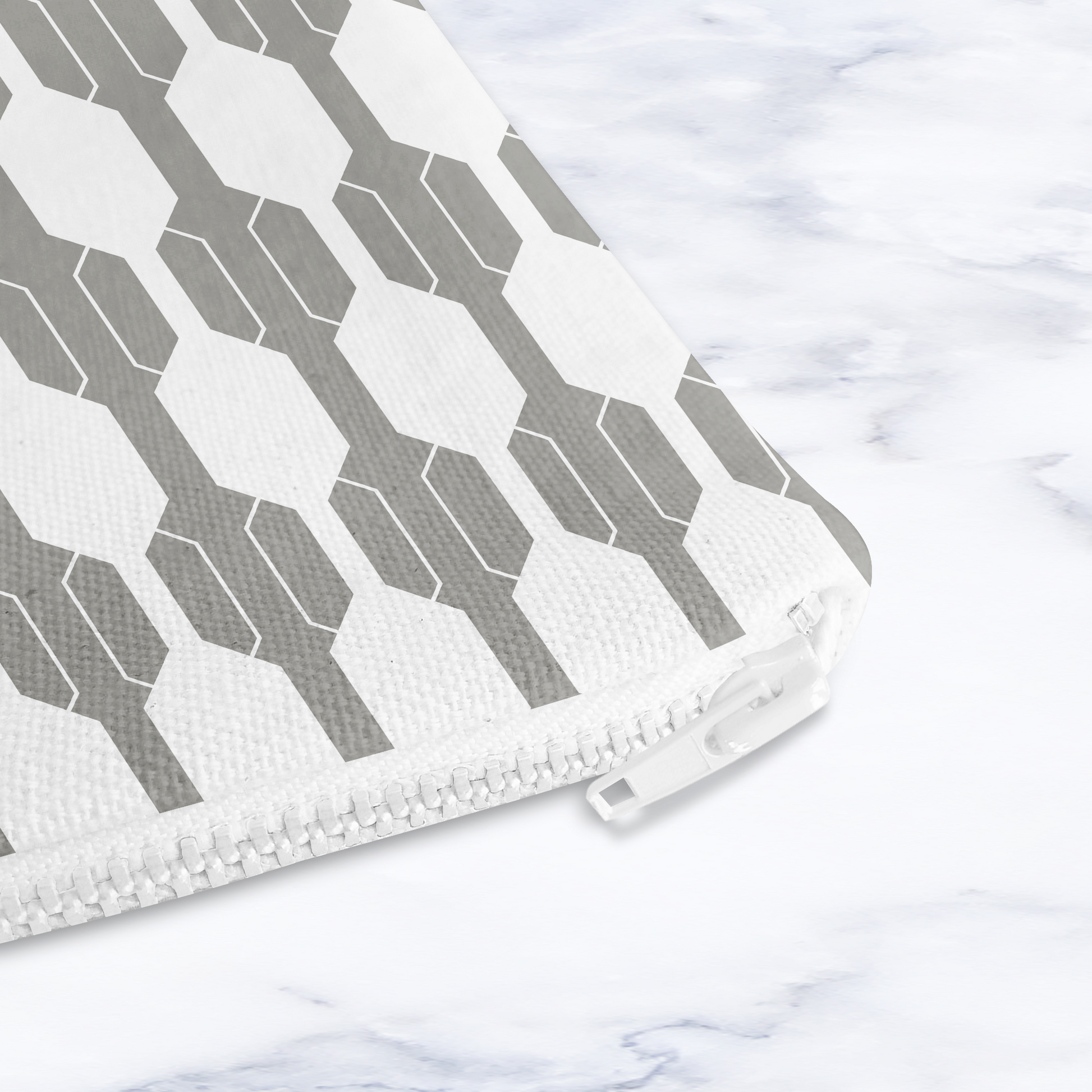 Grey and White Geometric Makeup Bag Handmade