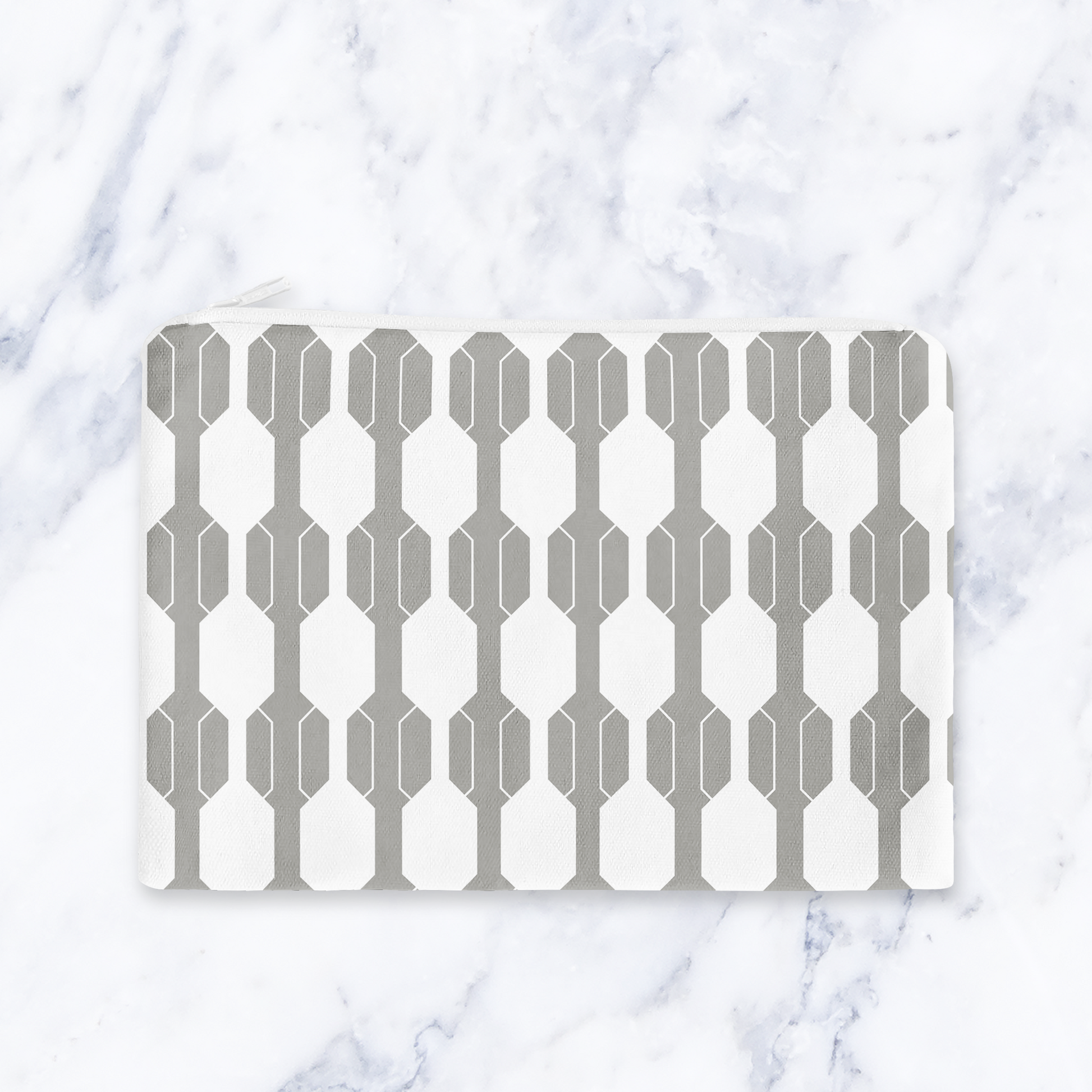 Grey and White Geometric Makeup Bag Handmade