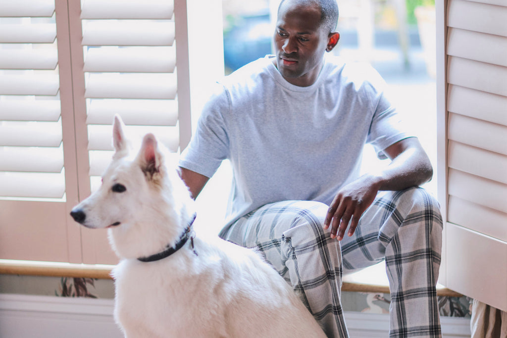 Men's Cotton Rich Grey Check Bottoms