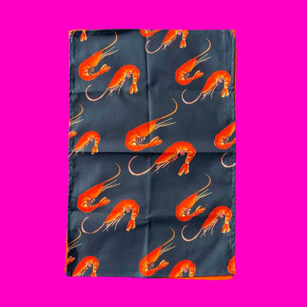 Oh So Bright Prawns Tea Towel
