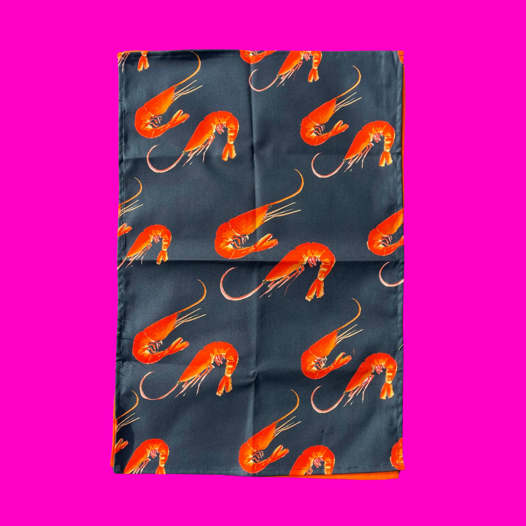 Oh So Bright Prawns Tea Towel