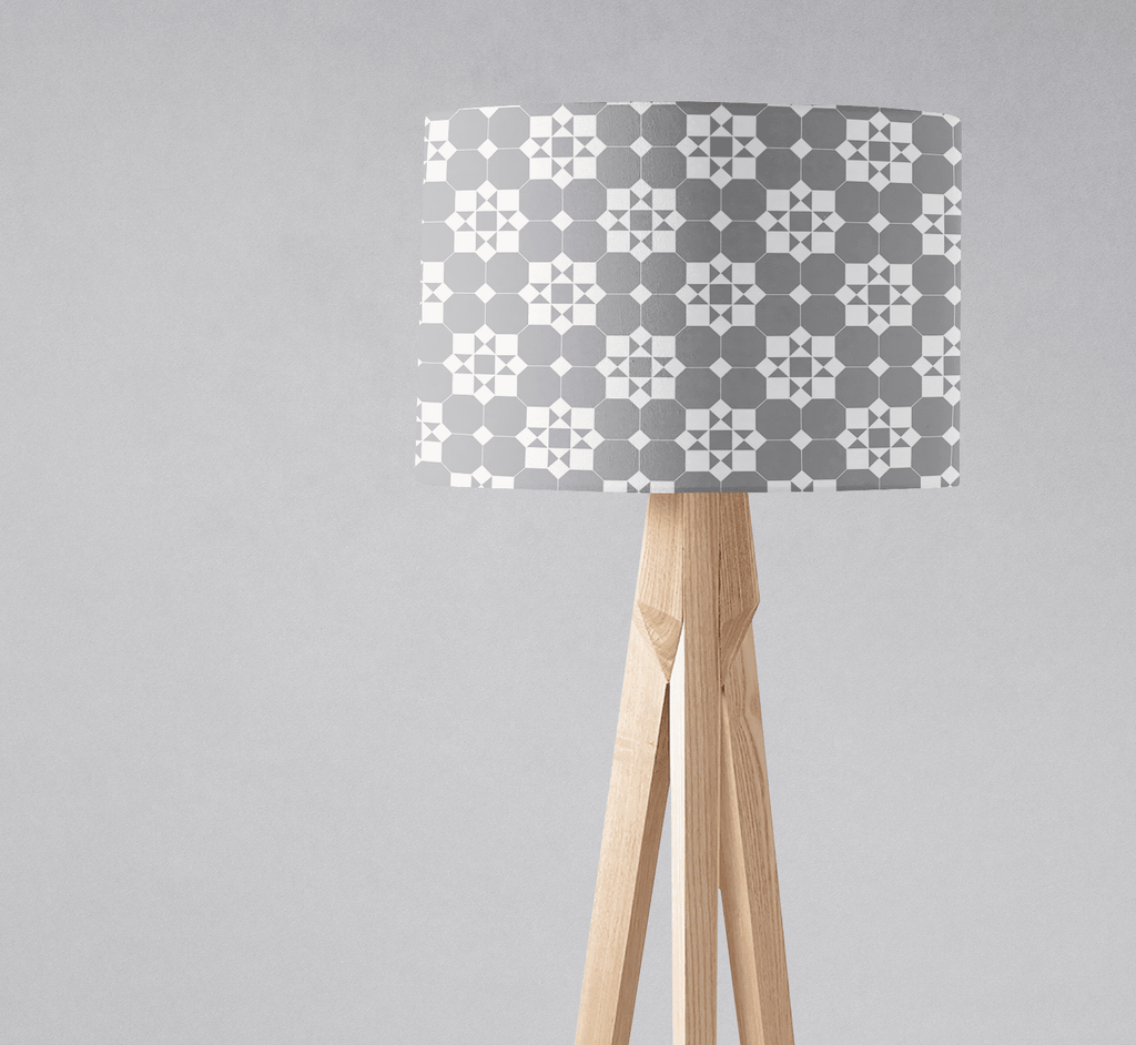 Grey and White Geometric Tiles Lampshade