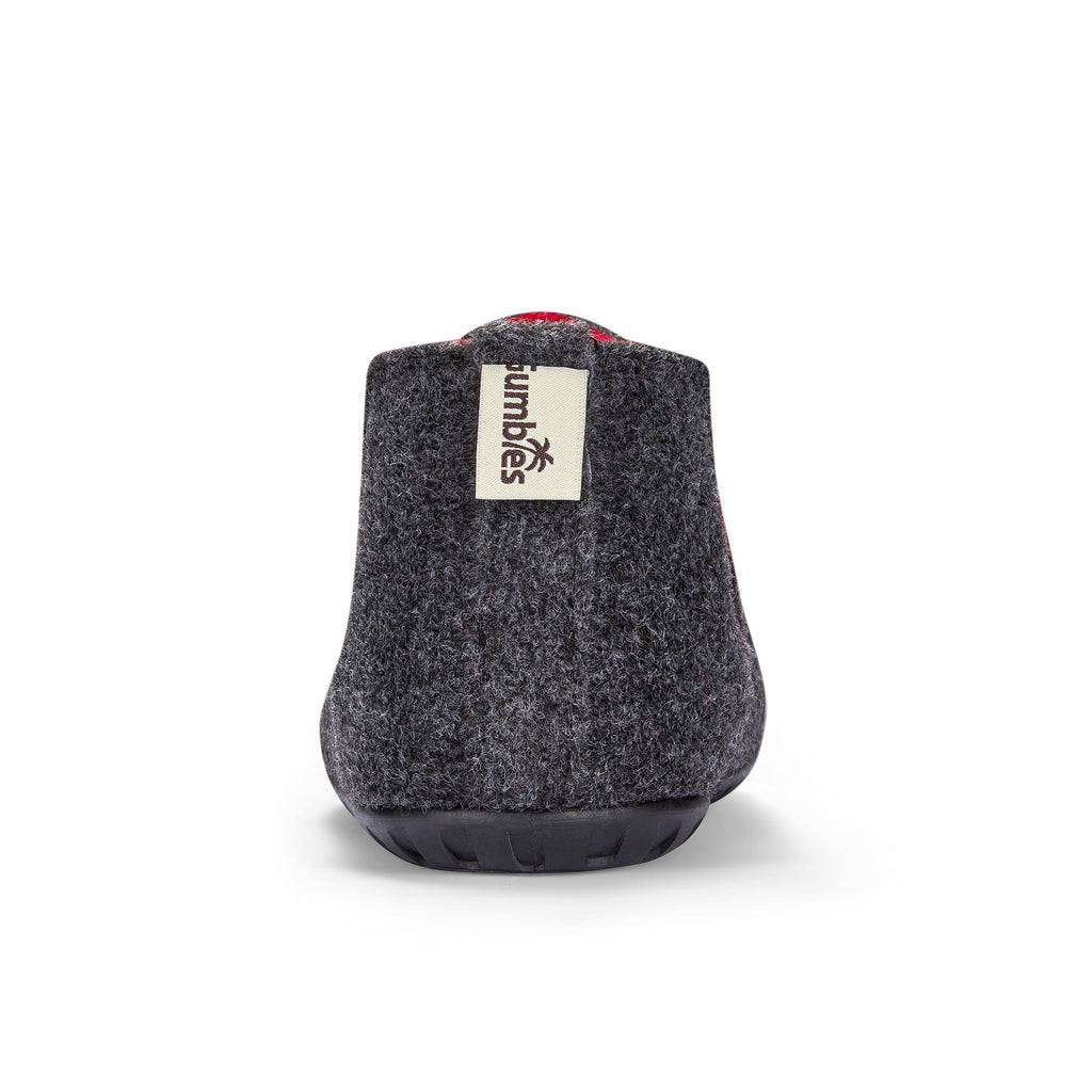 Men's Slipper Boot in Charcoal and Red