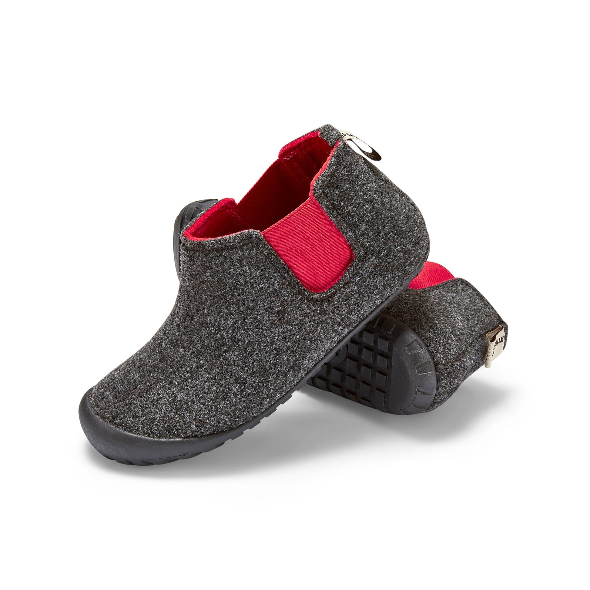 Brumby Women's Slipper Boot in Charcoal and Red