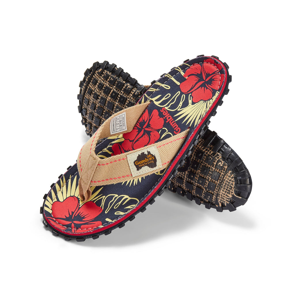 Men's Islander Flip Flops in Denim Hibiscus