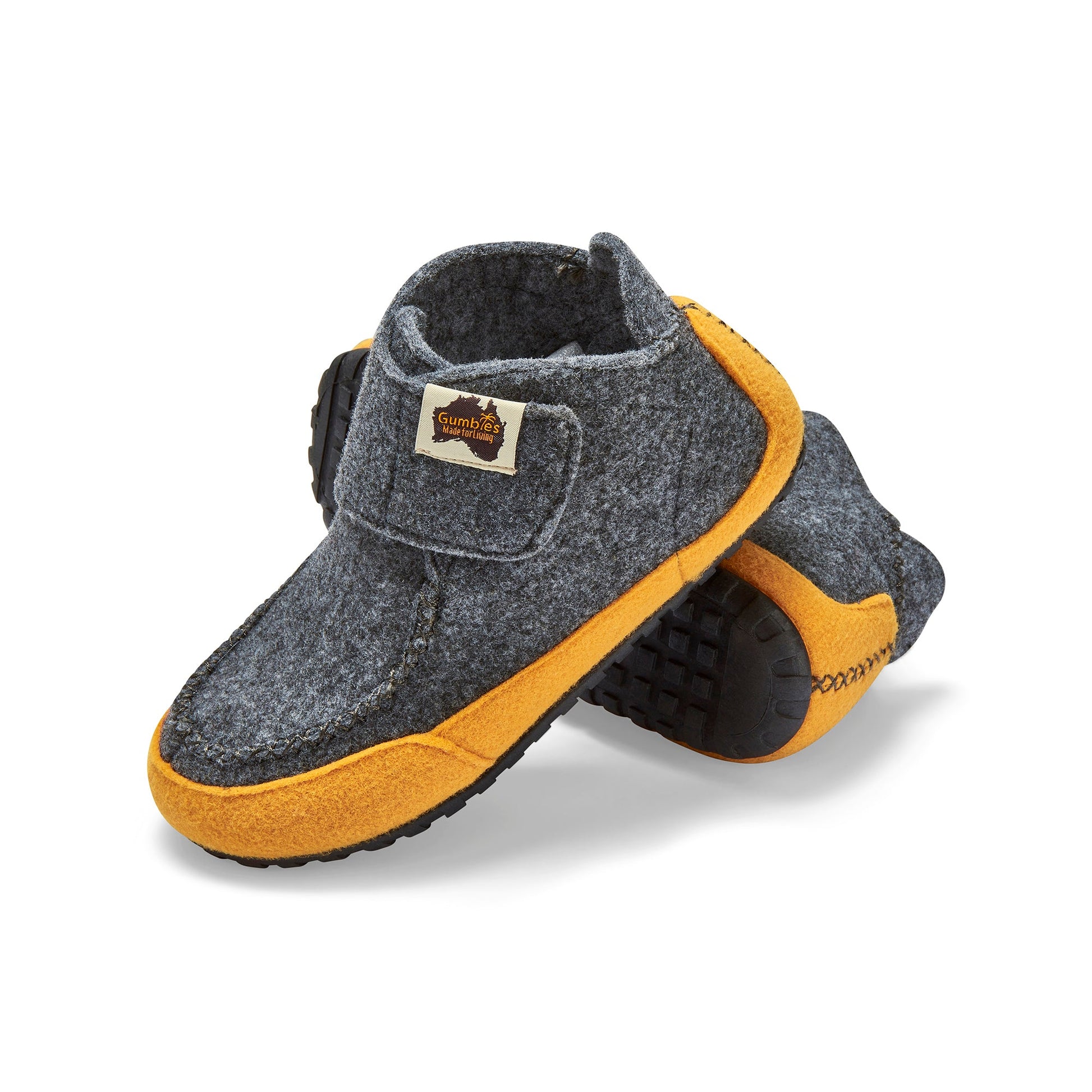 Quokka Slipper Boots in Grey and Curry