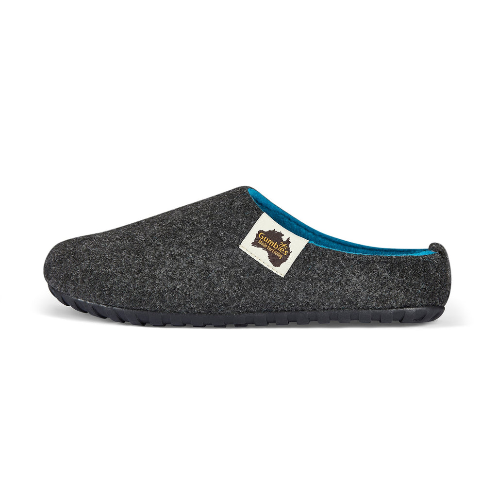 Outback Men's Slippers in Charcoal and Turquoise