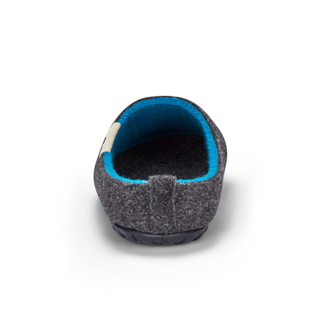 Outback Men's Slippers in Charcoal and Turquoise
