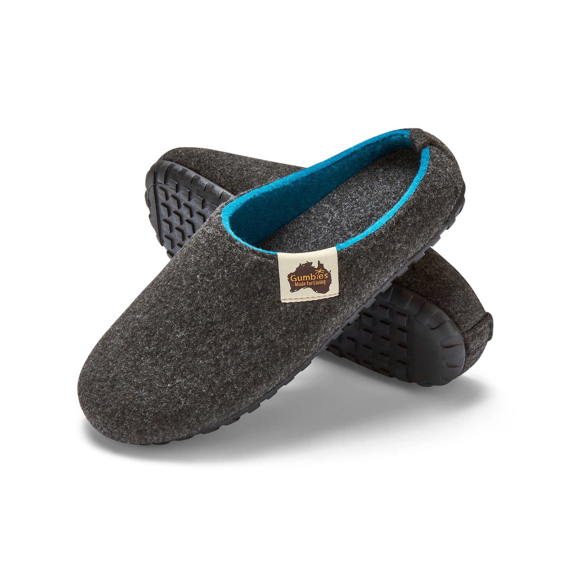 Outback Men's Slippers in Charcoal and Turquoise