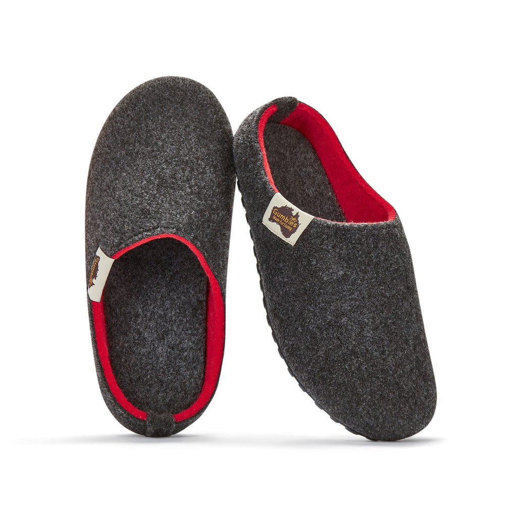 Outback Women's Slipper in Charcoal and Red