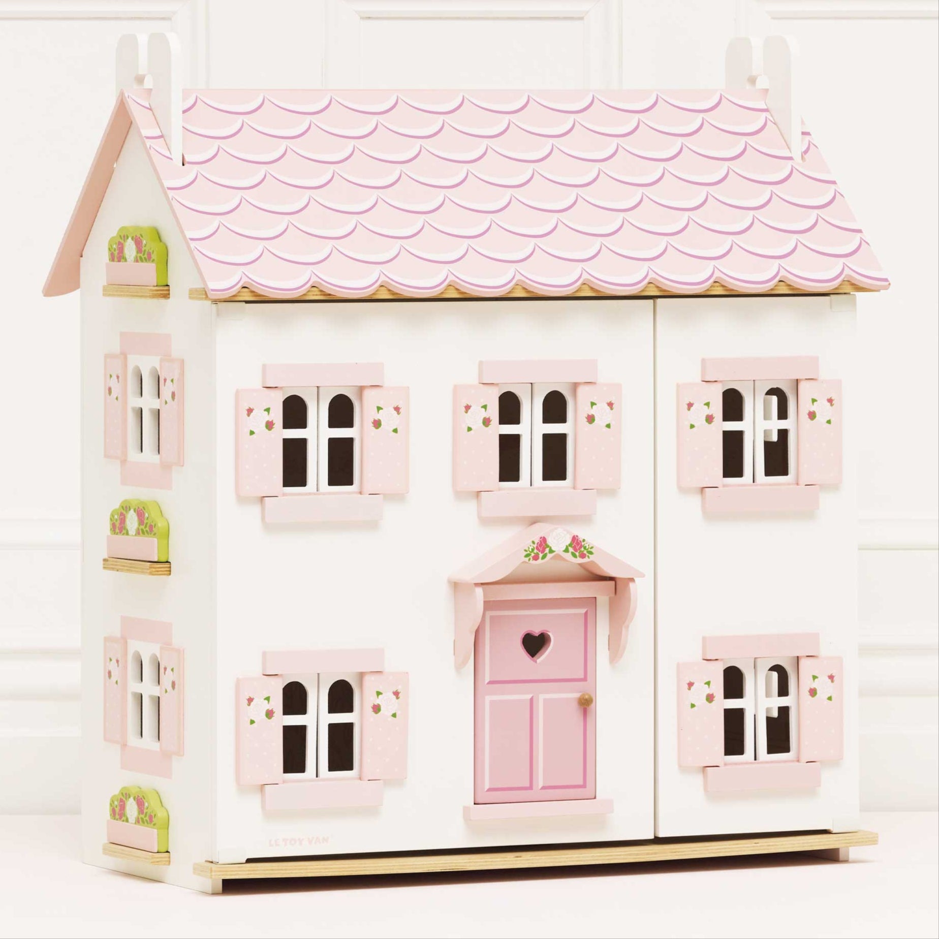 Wooden Dolls House Three Storey Pink