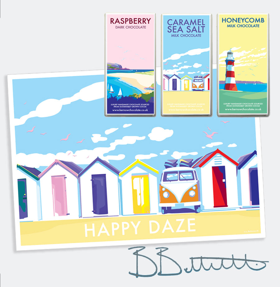 Happy Daze Vintage Seaside Print