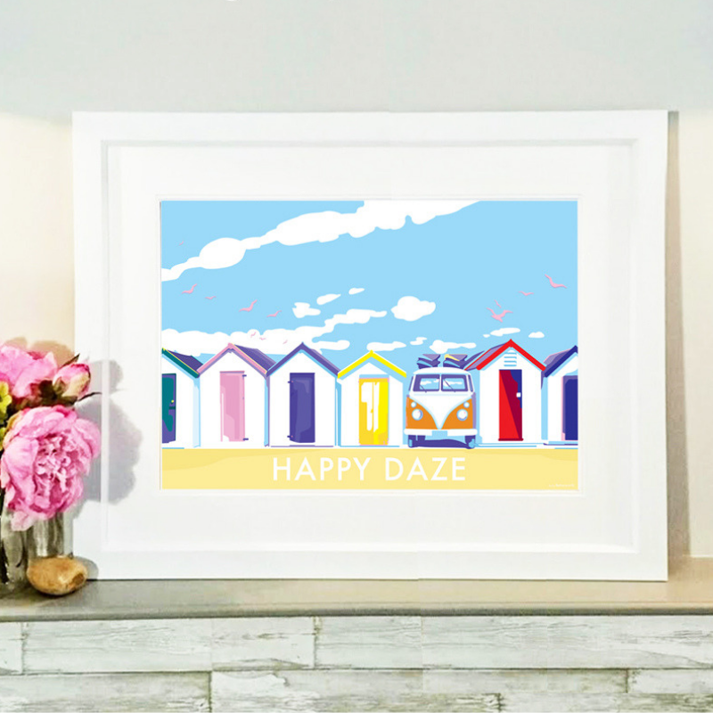 Happy Daze Vintage Seaside Print