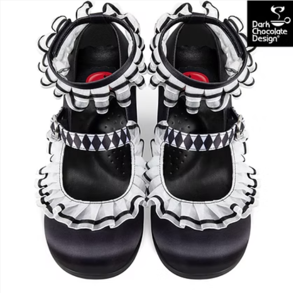 Arlequin Mid Heels Gothic Ruffle Mary Janes