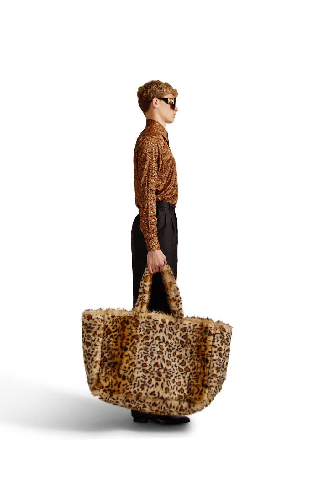 Tailored Fit Monogram Shirt with Geometric Print