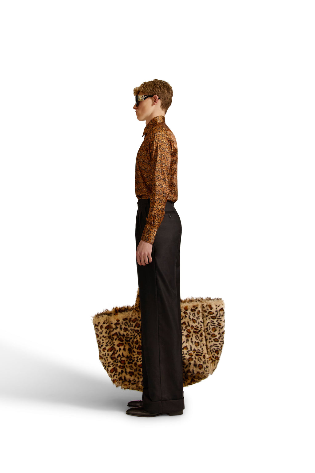 Tailored Fit Monogram Shirt with Geometric Print